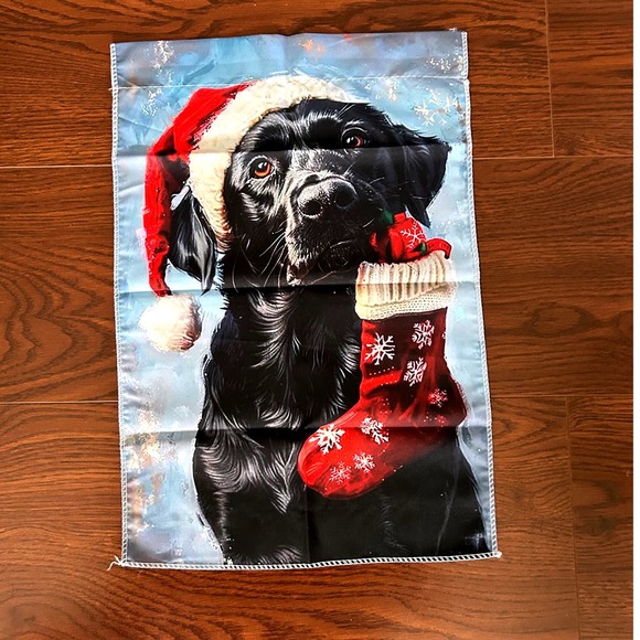 Black Lab Santa Hat Christmas Stocking Dog Garden Flag Holiday Double Sided - Picture 1 of 3